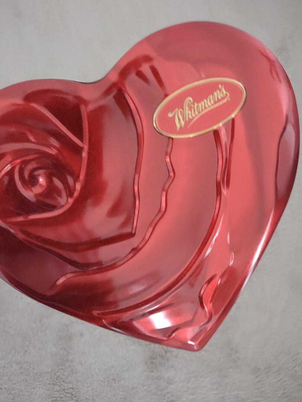 Embossed Red Rise Heart Shaped Tin Box Whitman's